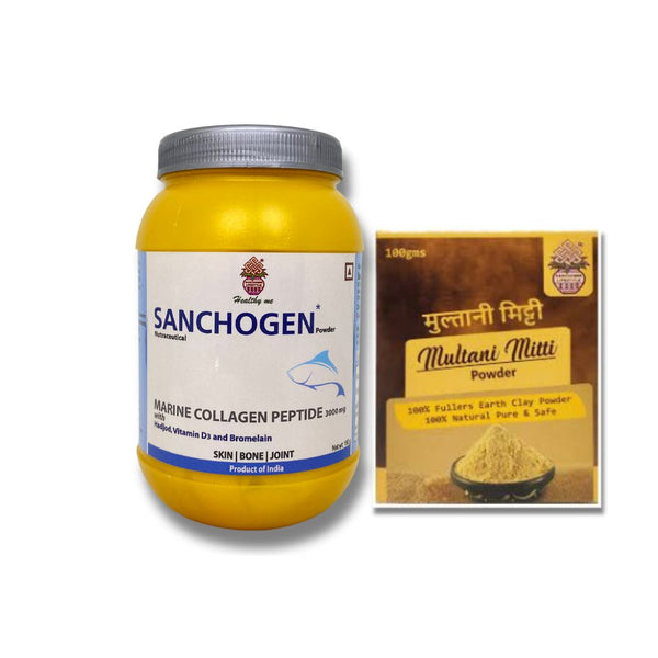 Radiant Skin Duo Combo - Sanchogen Nutraceutical Powder & Multani Mitti